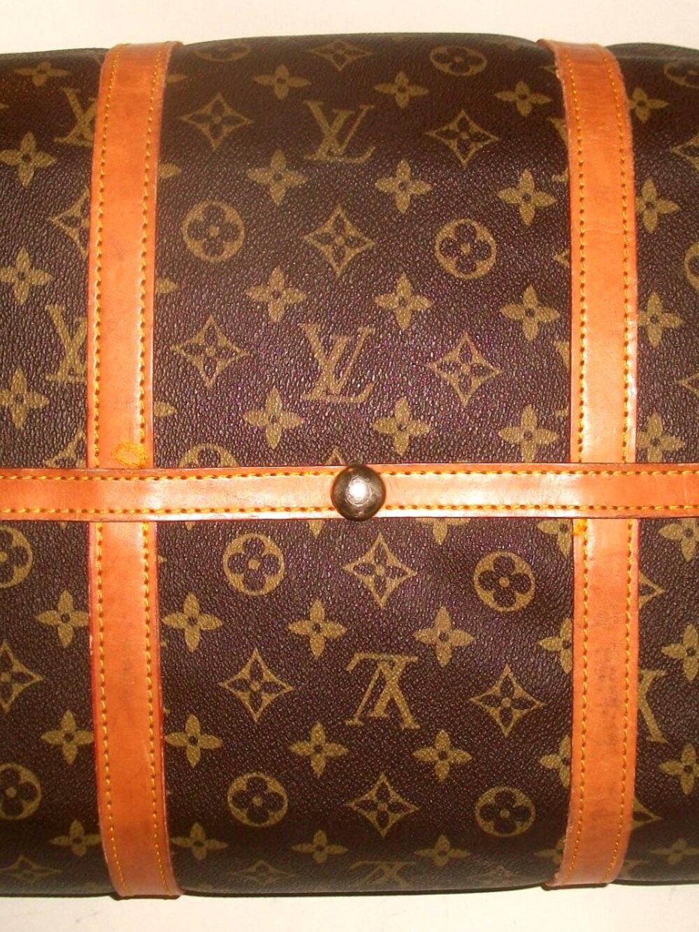 Large Top-Zip Vintage Hand-Held Monogram Duffel w Leather Trim & Handles NOT LV - Picture 15 of 16